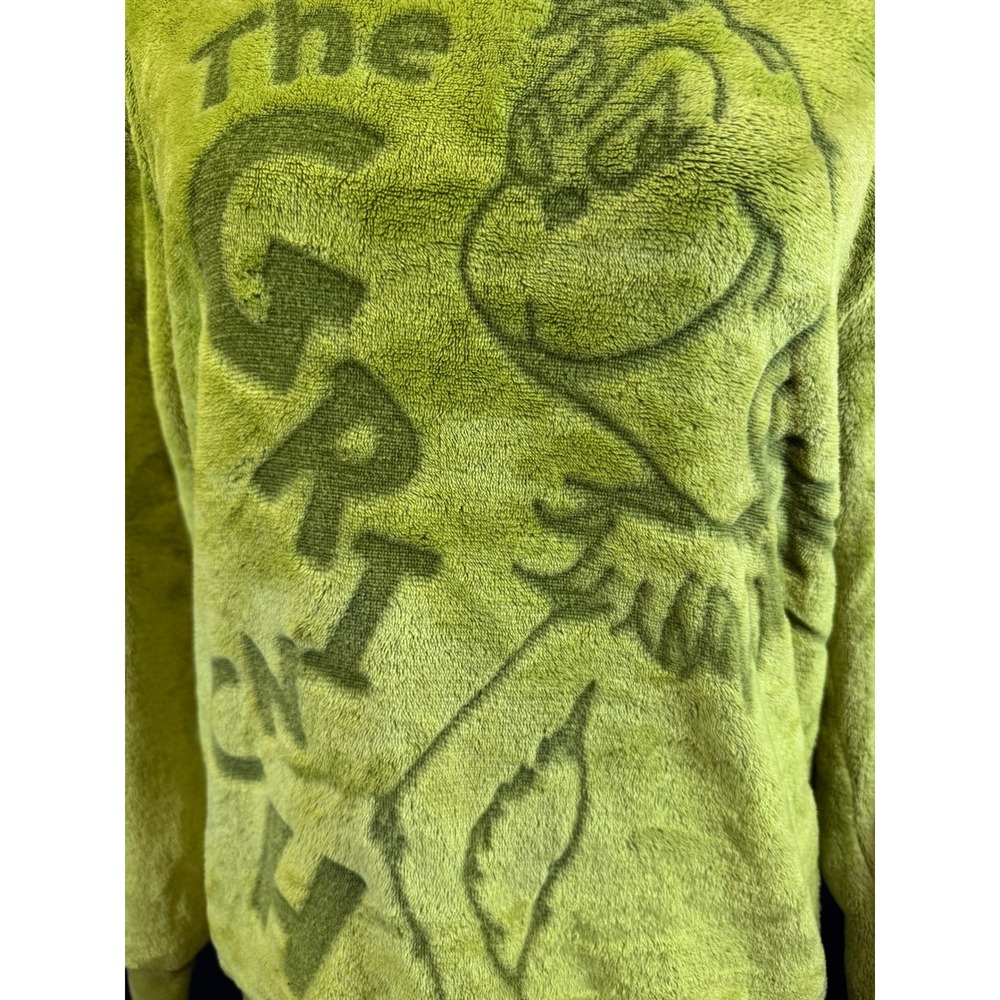 Dr. Seuss The Grinch Fleece Sweatshirt Lime Green Holiday Pullover Small - Picture 5 of 6